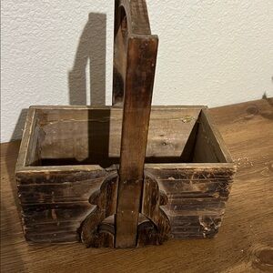 Distressed wood decorative box with handles media storage guitar detail